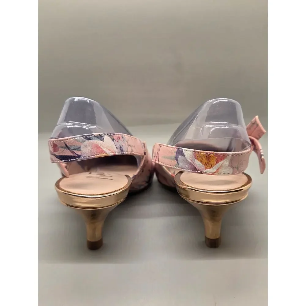 Nanette Lepore Rhona slingback kitten heels in a pink floral Size 6M